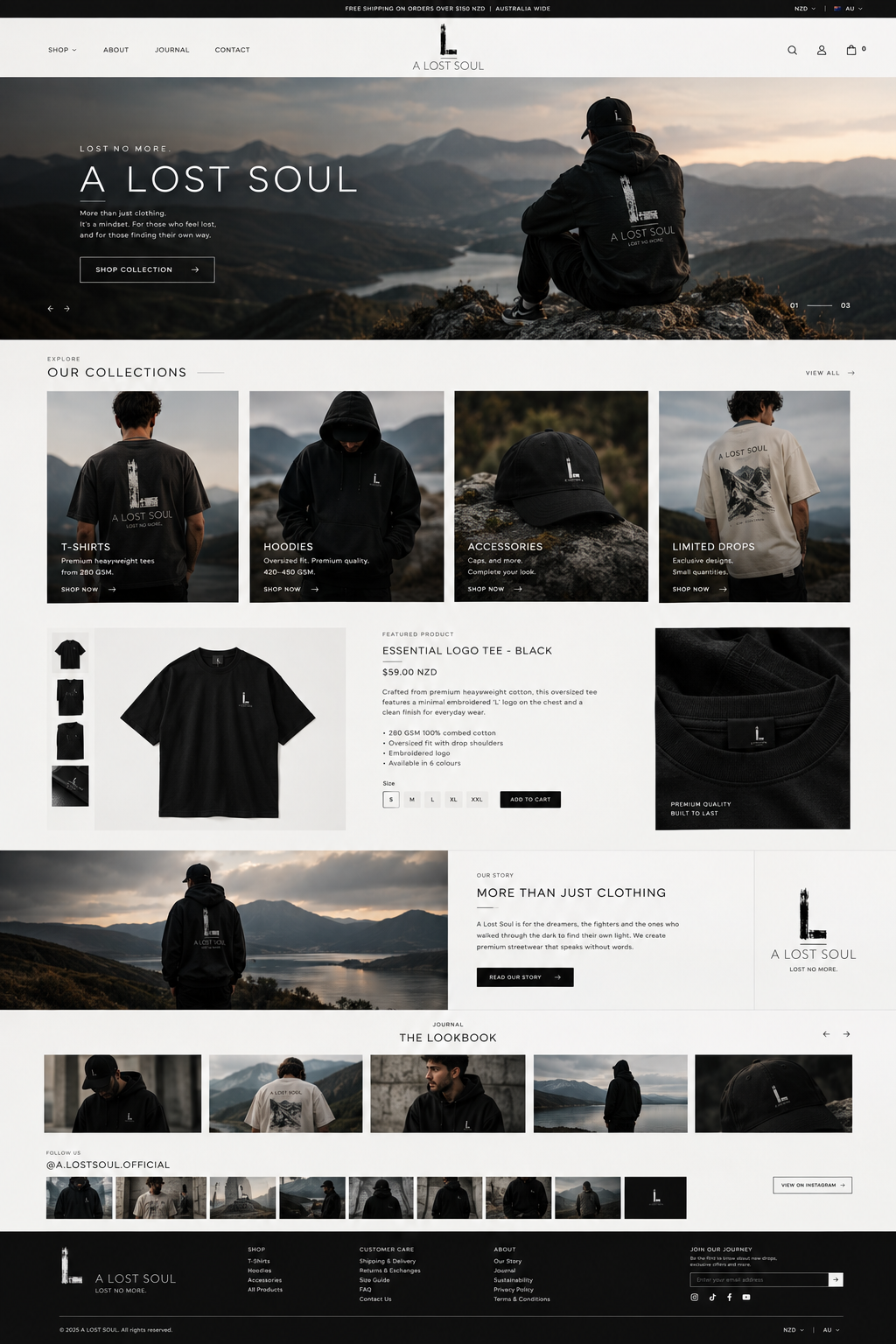 A LOST SOUL premium streetwear homepage